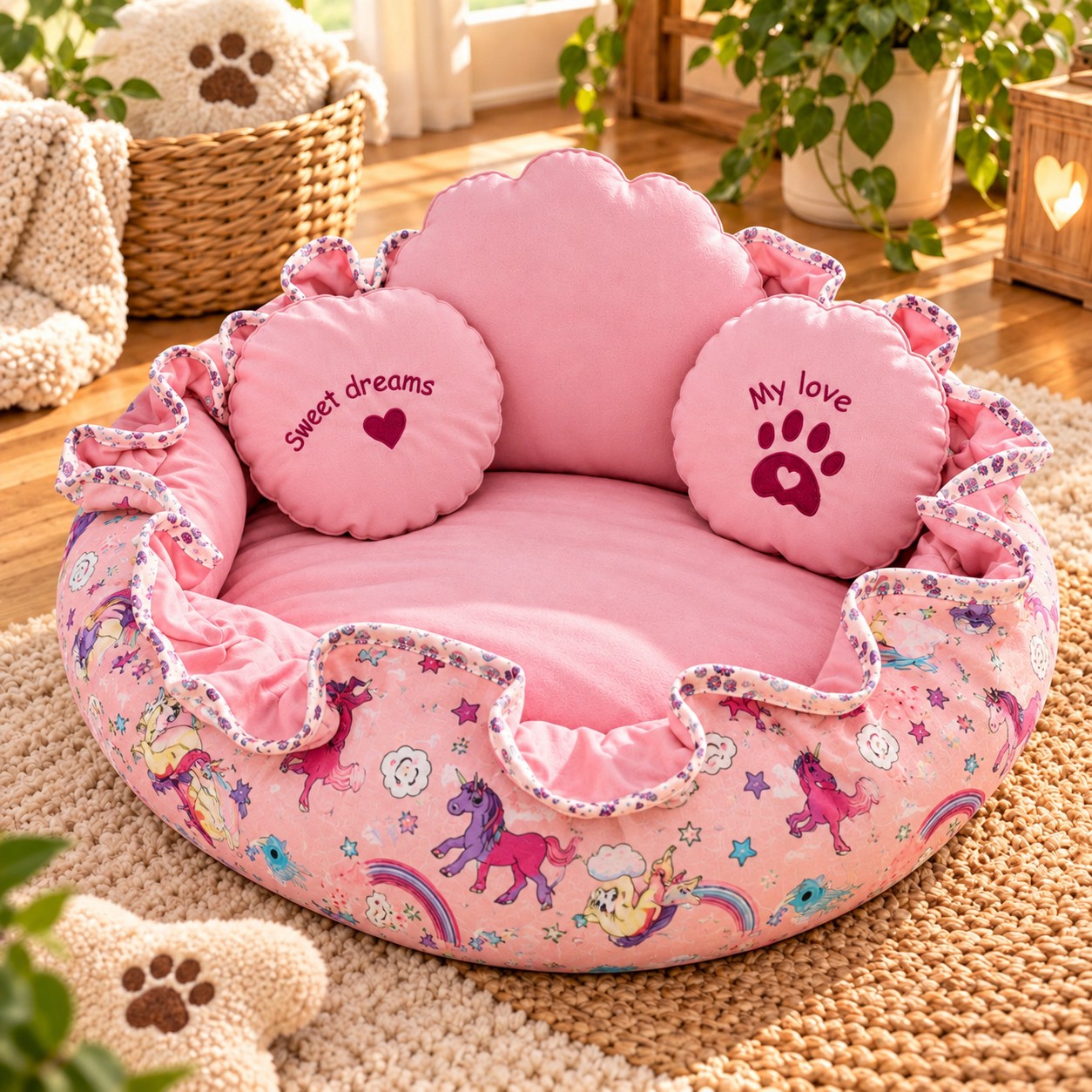 Cuccia Rotonda Double Face Unicorno